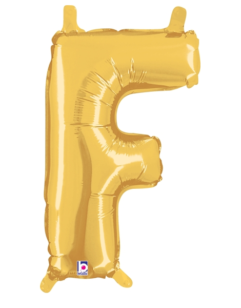 14in Betallic Air-Filled Gold Letter F Balloon - Joker Party Supply
