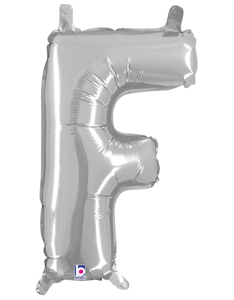 14in Betallic Air-Filled Silver Letter F Balloon - Joker Party Supply