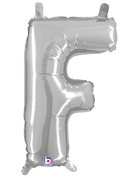 14in Betallic Air-Filled Silver Letter F Balloon - Joker Party Supply