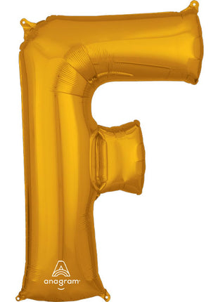 34in Anagram Gold Letter F Balloon - Joker Party Supply