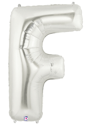 34in Betallic Silver Letter F Megaloons - Joker Party Supply