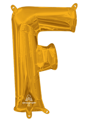 16in Anagram Air-Filled Gold Letter F Balloon - Joker Party Supply