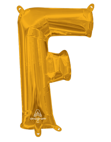 16in Anagram Air-Filled Gold Letter F Balloon - Joker Party Supply