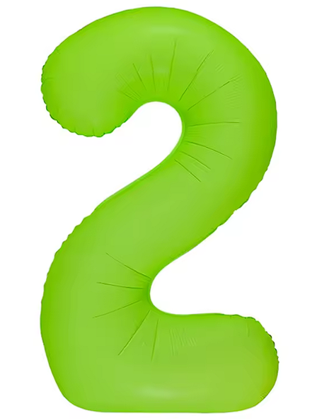 Globo número 2 verde neón DecoChamp de 34 pulgadas
