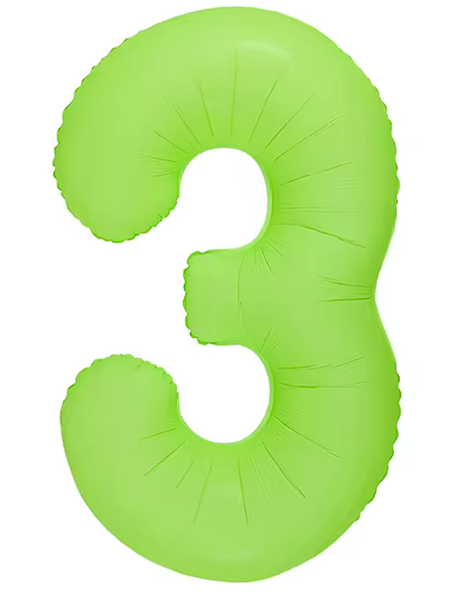 Globo número 3 verde neón DecoChamp de 34 pulgadas