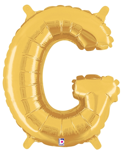 14in Betallic Air-Filled Gold Letter G Balloon - Joker Party Supply