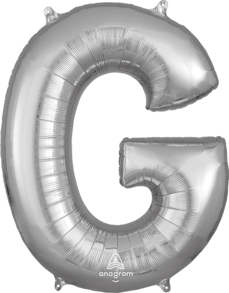 34in Anagram Silver Letter G Balloon - Joker Party Supply