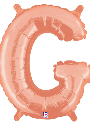 14in Betallic Air-Filled Rose Gold Letter G Balloon - Joker Party Supply