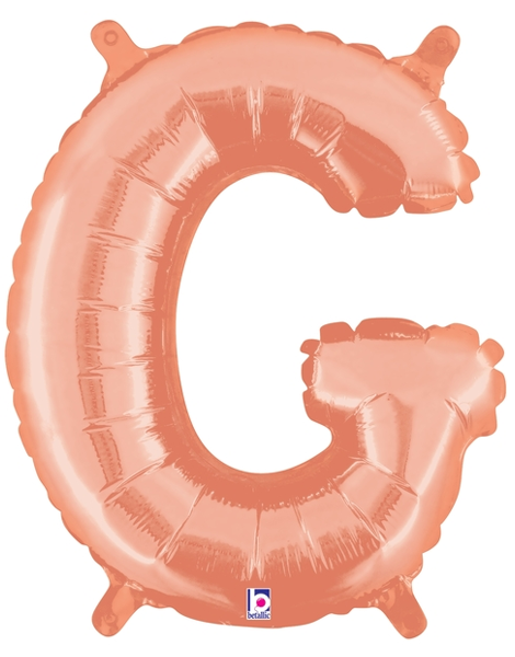 14in Betallic Air-Filled Rose Gold Letter G Balloon - Joker Party Supply