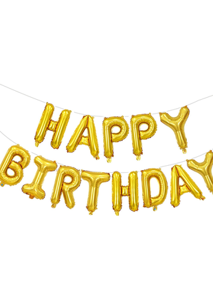 16in Gold Happy Birthday Letter Banner Balloon - Joker Party Supply