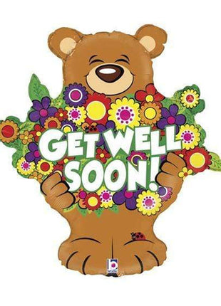 26in Betallic Get Well Soon Bear Balloon
