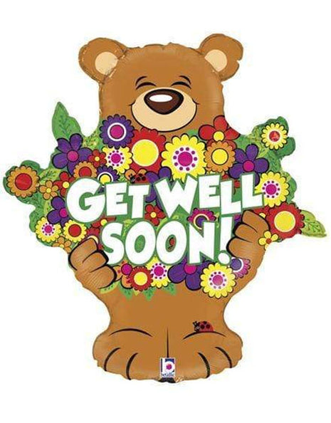 26in Betallic Get Well Soon Bear Balloon