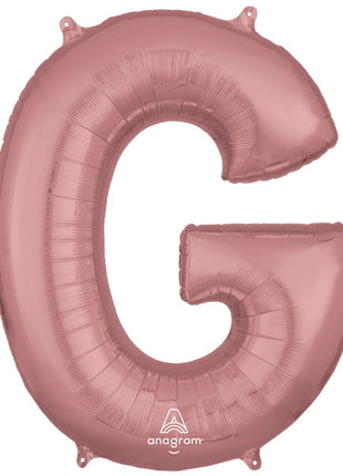 34in Anagram Rose Gold Letter G Balloon - Joker Party Supply