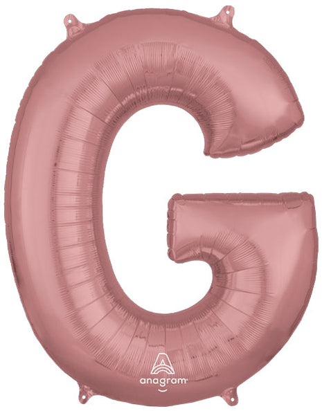 34in Anagram Rose Gold Letter G Balloon - Joker Party Supply