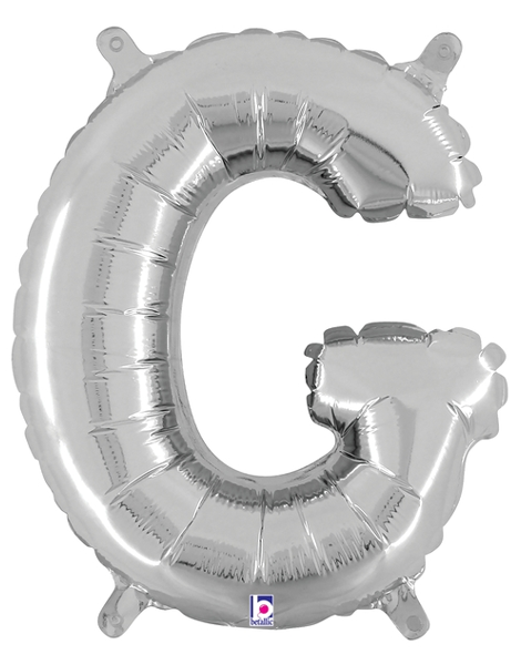 14in Betallic Air-Filled Silver Letter G Balloon - Joker Party Supply