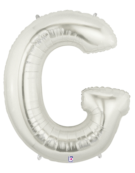 34in Betallic Silver Letter G Megaloons - Joker Party Supply