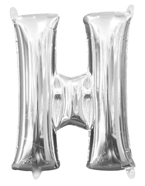 16in Anagram Air-Filled Silver Letter H Balloon - Joker Party Supply