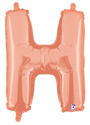 14in Betallic Air-Filled Rose Gold Letter H Balloon - Joker Party Supply