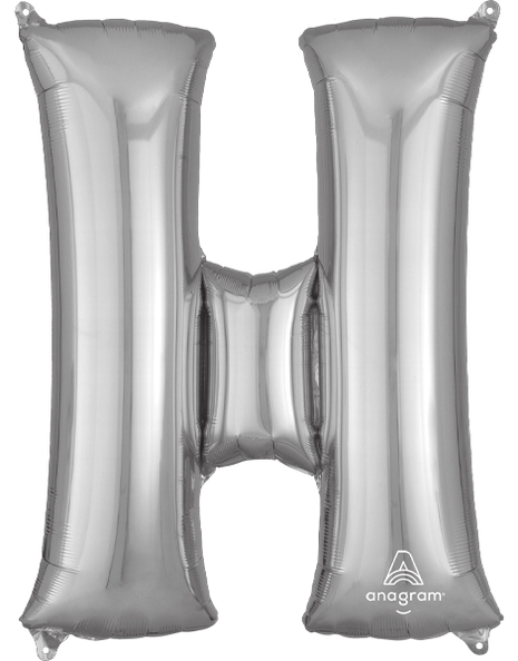 34in Anagram Silver Letter H Balloon - Joker Party Supply