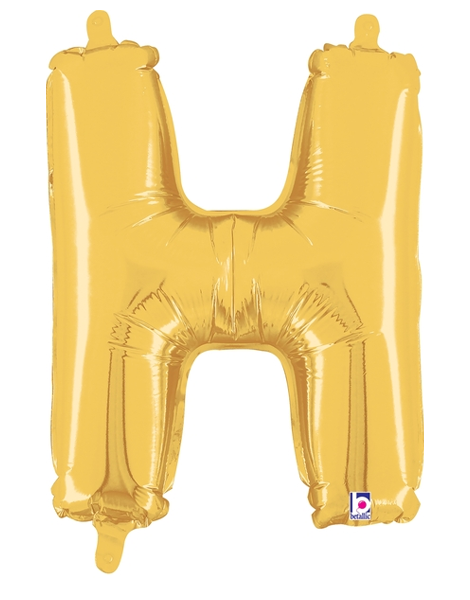 14in Betallic Air-Filled Gold Letter H Balloon - Joker Party Supply