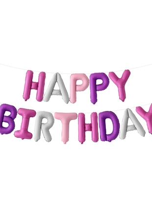 16in Purple Mix Happy Birthday Letter Banner Balloons - Joker Party Supply