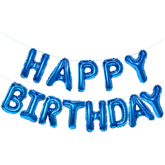 16in Blue Happy Birthday Letter Banner Balloons - Joker Party Supply