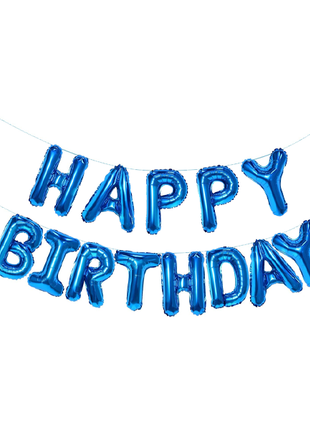 16in Blue Happy Birthday Letter Banner Balloons - Joker Party Supply