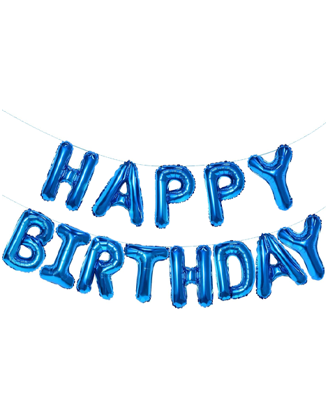 16in Blue Happy Birthday Letter Banner Balloons - Joker Party Supply