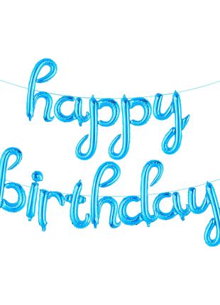 16in Blue Script Happy Birthday Letter Banner Balloons - Joker Party Supply