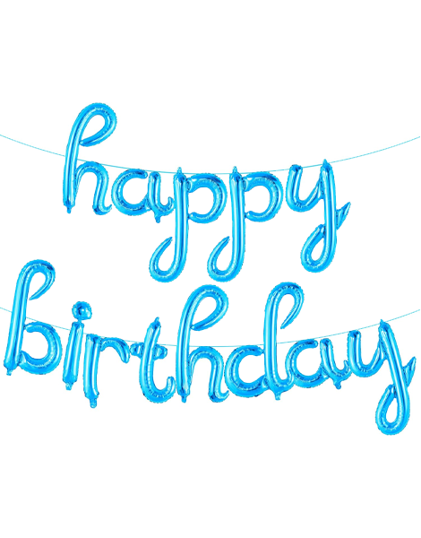 16in Blue Script Happy Birthday Letter Banner Balloons - Joker Party Supply