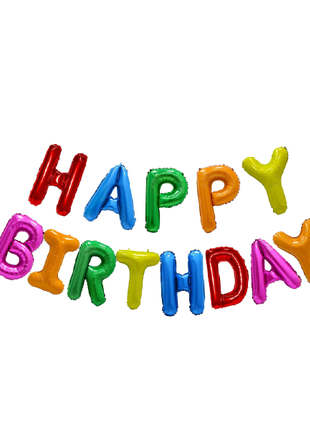 16in Rainbow Happy Birthday Letter Banner Balloons - Joker Party Supply