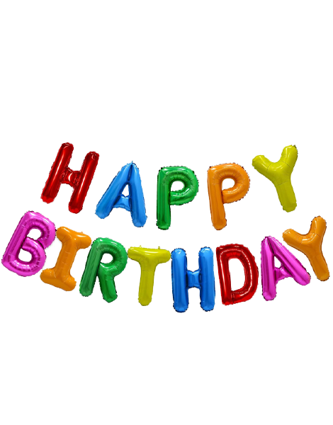 16in Rainbow Happy Birthday Letter Banner Balloons - Joker Party Supply