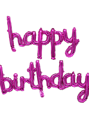 16in Fuchsia Script Happy Birthday Banner Balloons - Joker Party Supply