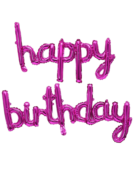 16in Fuchsia Script Happy Birthday Banner Balloons - Joker Party Supply