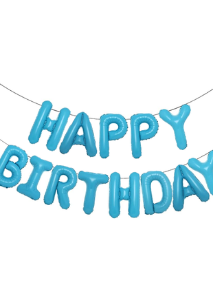 16in Party Pastel Blue Happy Birthday Letter Banner Balloons - Joker Party Supply