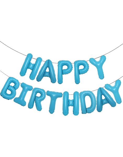 16in Party Pastel Blue Happy Birthday Letter Banner Balloons - Joker Party Supply