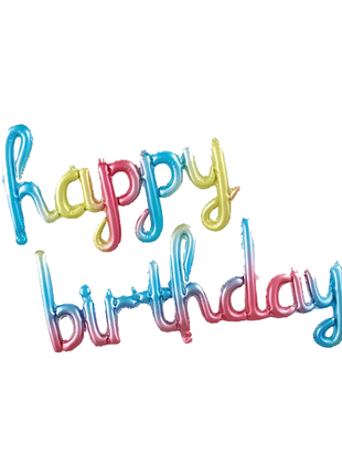 16in Rainbow Script Happy Birthday Letter Banner Balloons - Joker Party Supply