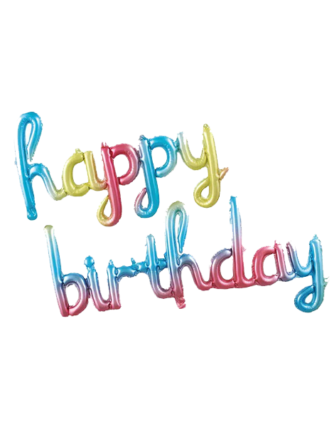 16in Rainbow Script Happy Birthday Letter Banner Balloons - Joker Party Supply