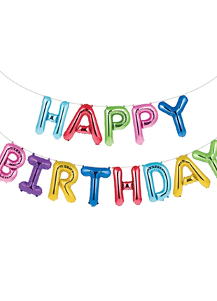 16in Creative Converting Rainbow Happy Birthday Letter Banner Balloons - Joker Party Supply