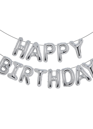 16in Party Silver Happy Birthday Letter Banner Balloons - Joker Party Supply