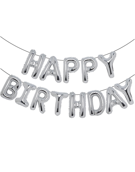 16in Party Silver Happy Birthday Letter Banner Balloons - Joker Party Supply