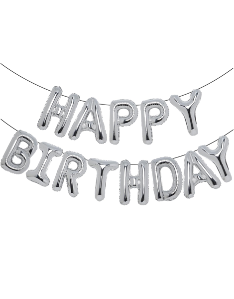 16in Party Silver Happy Birthday Letter Banner Balloons - Joker Party Supply