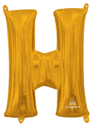 16in Anagram Air-Filled Gold Letter H Balloon - Joker Party Supply