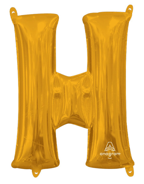 16in Anagram Air-Filled Gold Letter H Balloon - Joker Party Supply