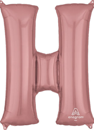 34in Anagram Rose Gold Letter H Balloon - Joker Party Supply