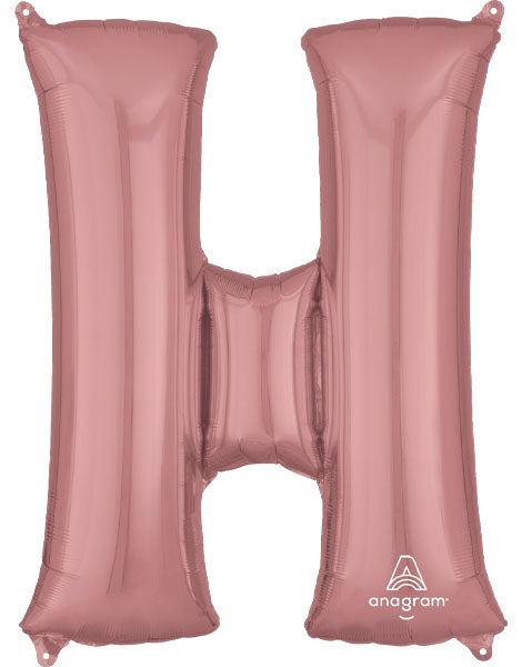 34in Anagram Rose Gold Letter H Balloon - Joker Party Supply