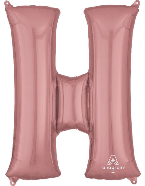 34in Anagram Rose Gold Letter H Balloon - Joker Party Supply