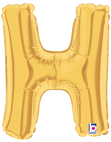 34in Betallic Gold Letter H Megaloons - Joker Party Supply
