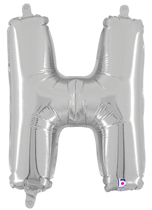 14in Betallic Air-Filled Silver Letter H Balloon - Joker Party Supply