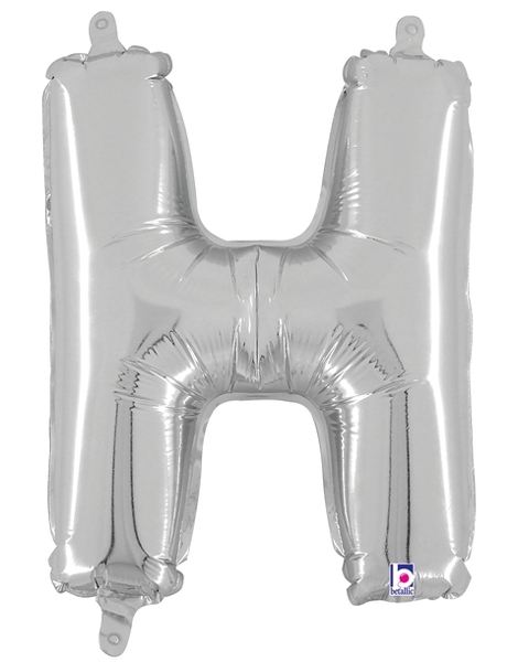14in Betallic Air-Filled Silver Letter H Balloon - Joker Party Supply